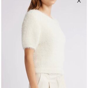 Zara short sleeve fuzzy sweater